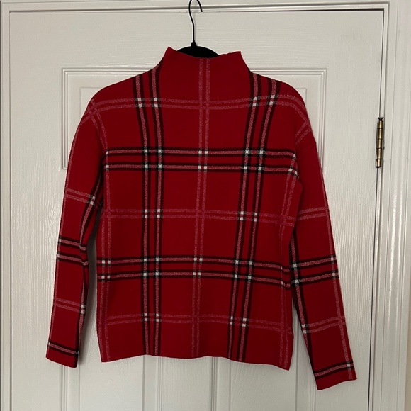 Nicole Miller Red Checkered Turtleneck Sweater - Picture 1 of 3